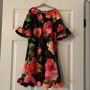 Black floral girls dress